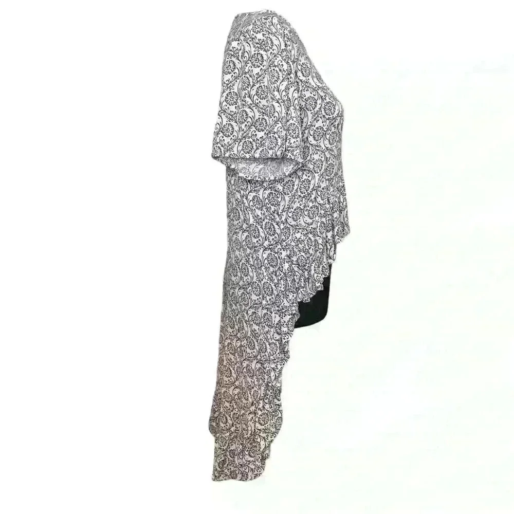 Gypsies & Moondust Top Size S. Printed Longer In The Back Ruffle Hem - Picture 2 of 4